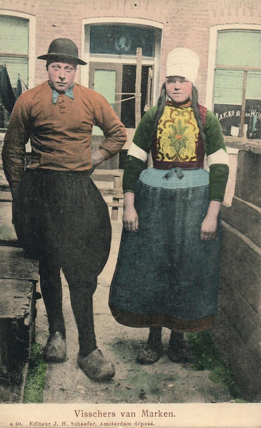 A 40 Visschers van Marken French France Folklore Costume Vintage Postcard