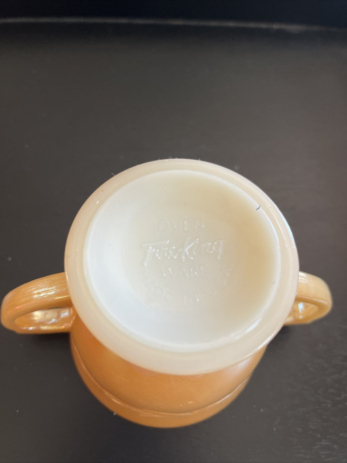 Anchor Hocking Fire King Peach Luster Laurel Leaf Sugar Bowl iridescent