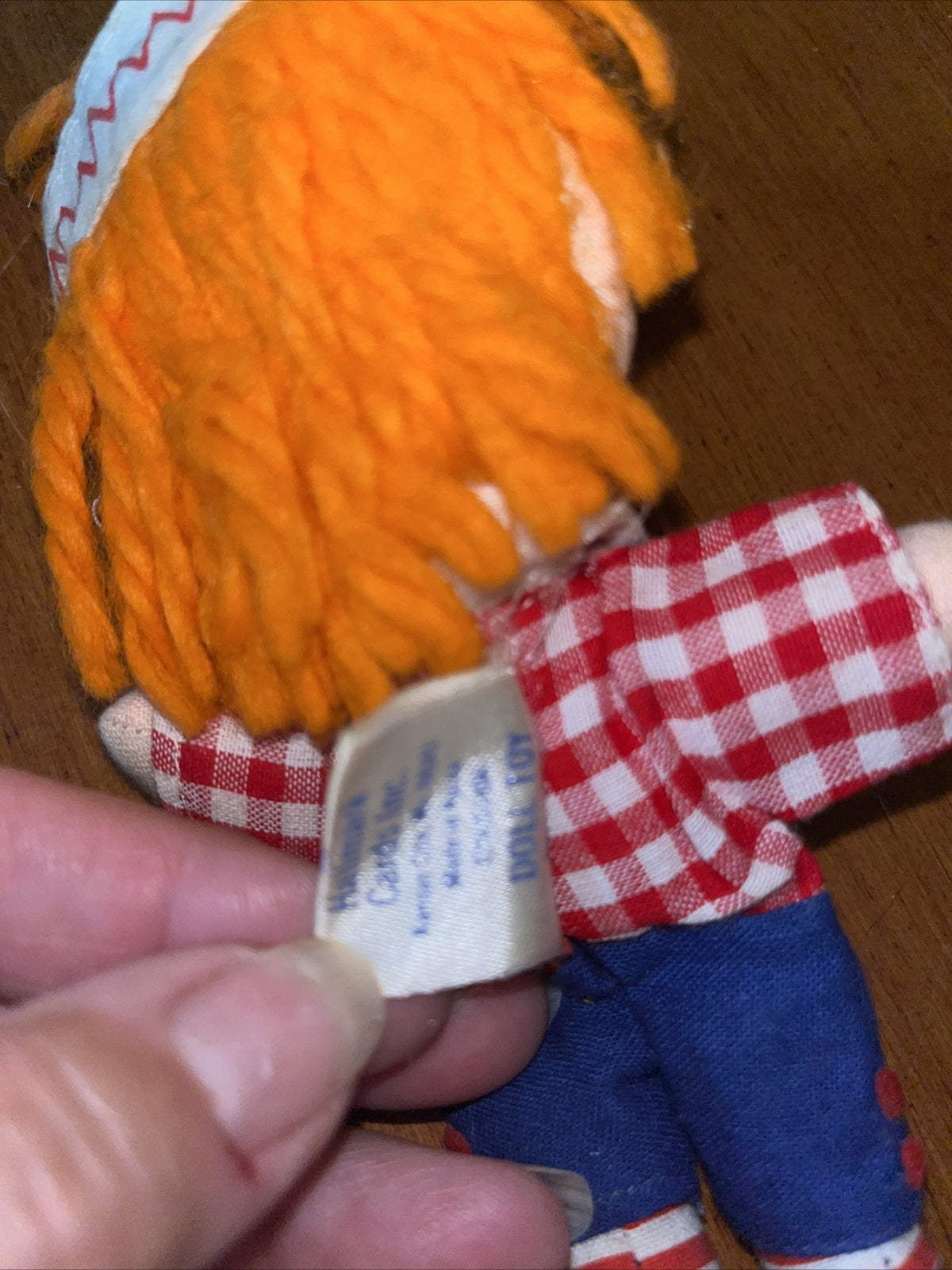 Vintage KNICKERBOCKER 6 1/2" Raggedy Andy Doll With Orange Hair