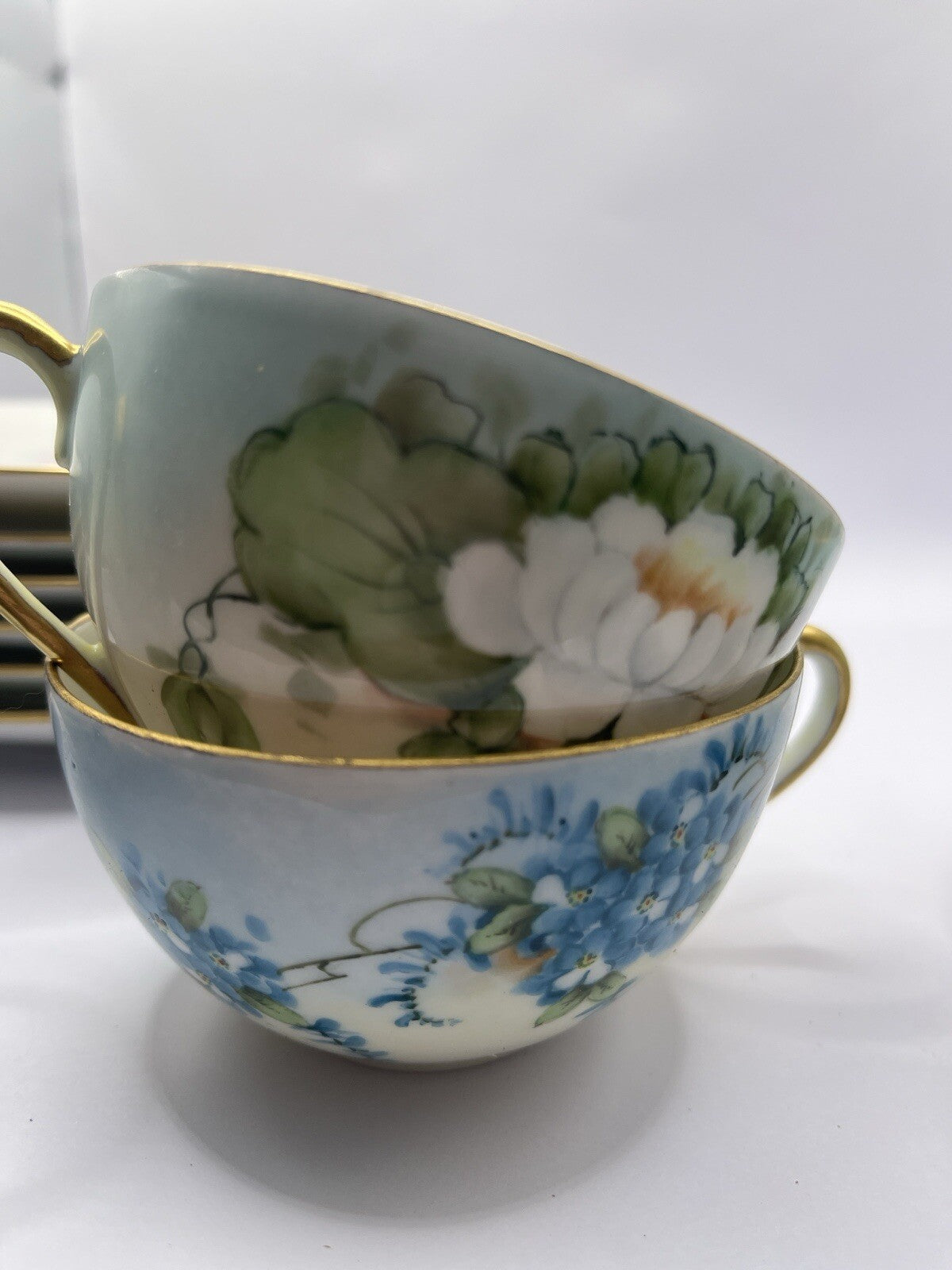 Vintage 6 Nippon 2 Piece Set Sandwich Plate & Cup W/Gold Trim And Flowers