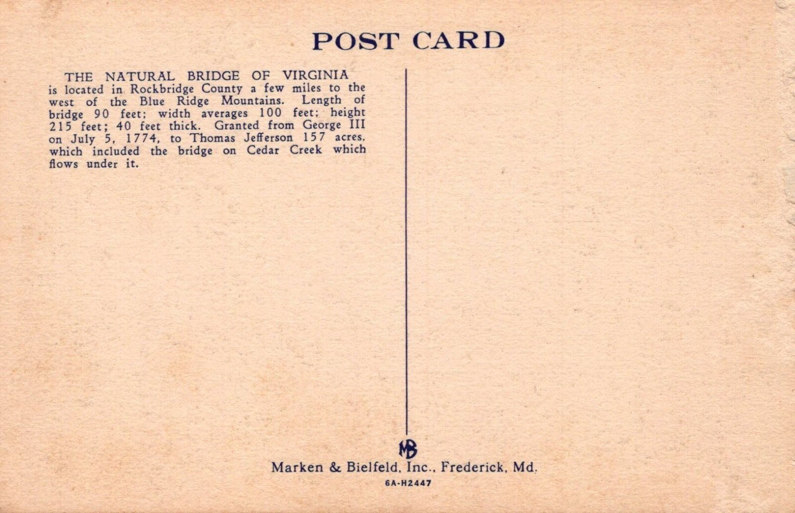 Natural Bridge Hotel 125 Virginia VA  Postcard 6A-H2447