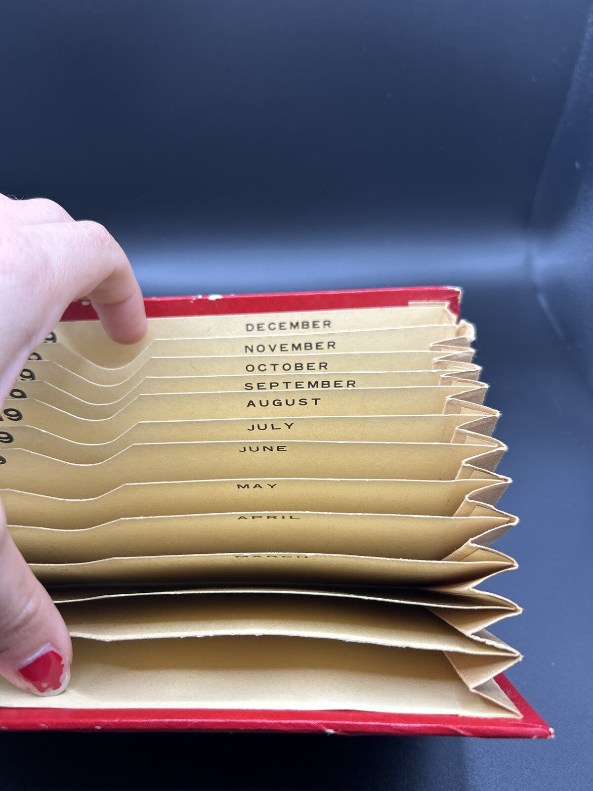 Vintage Red 12 Month Check File Jan-Dec Made in Japan