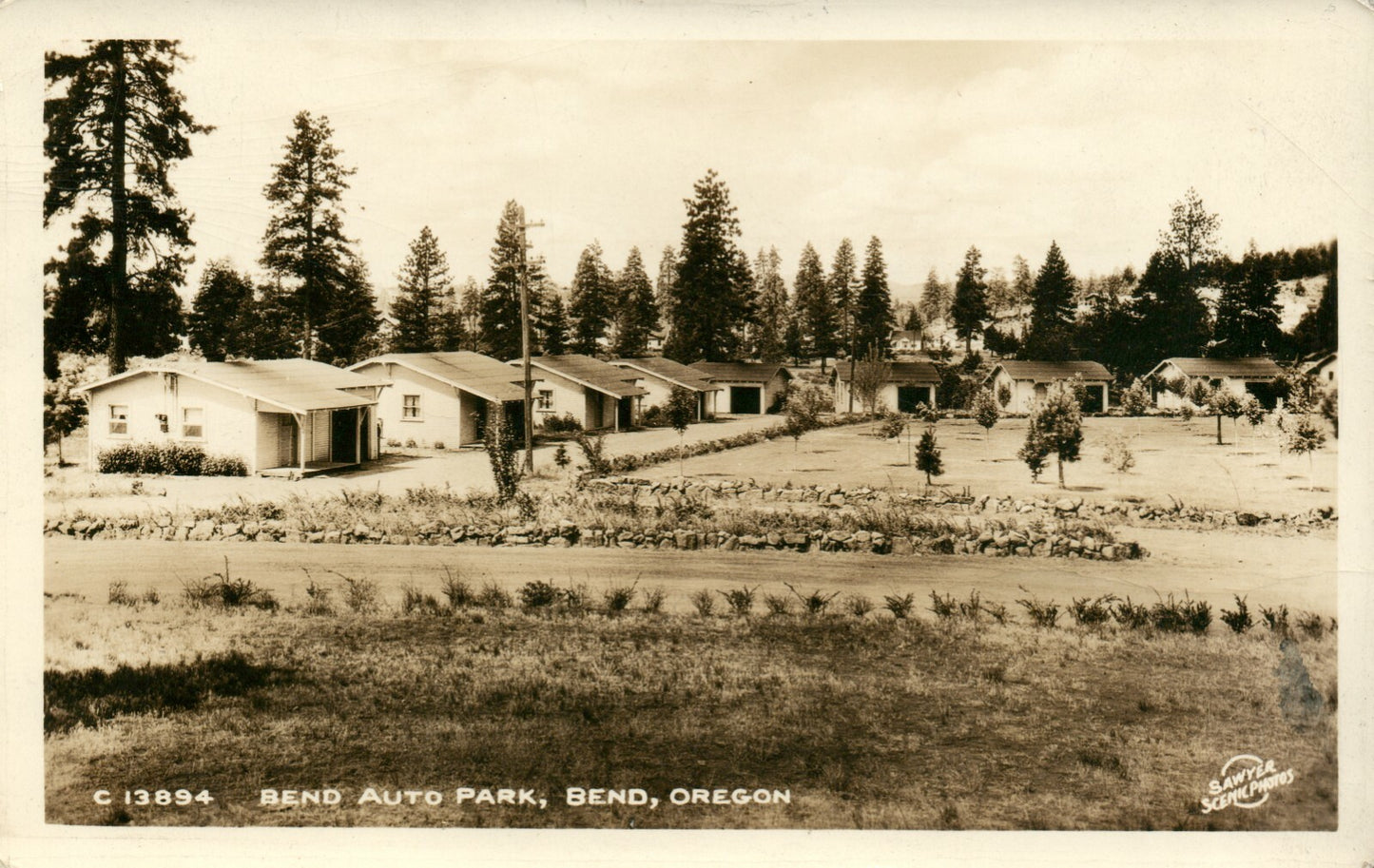 Real Photo 1931 Bend Auto Park Cabins  Oregon OR Postcard 