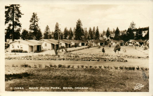 Real Photo 1931 Bend Auto Park Cabins  Oregon OR Postcard 