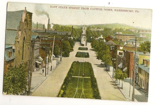 East State St from Capitol Dome Harrisburg Pennsylvania PA PENN postcard