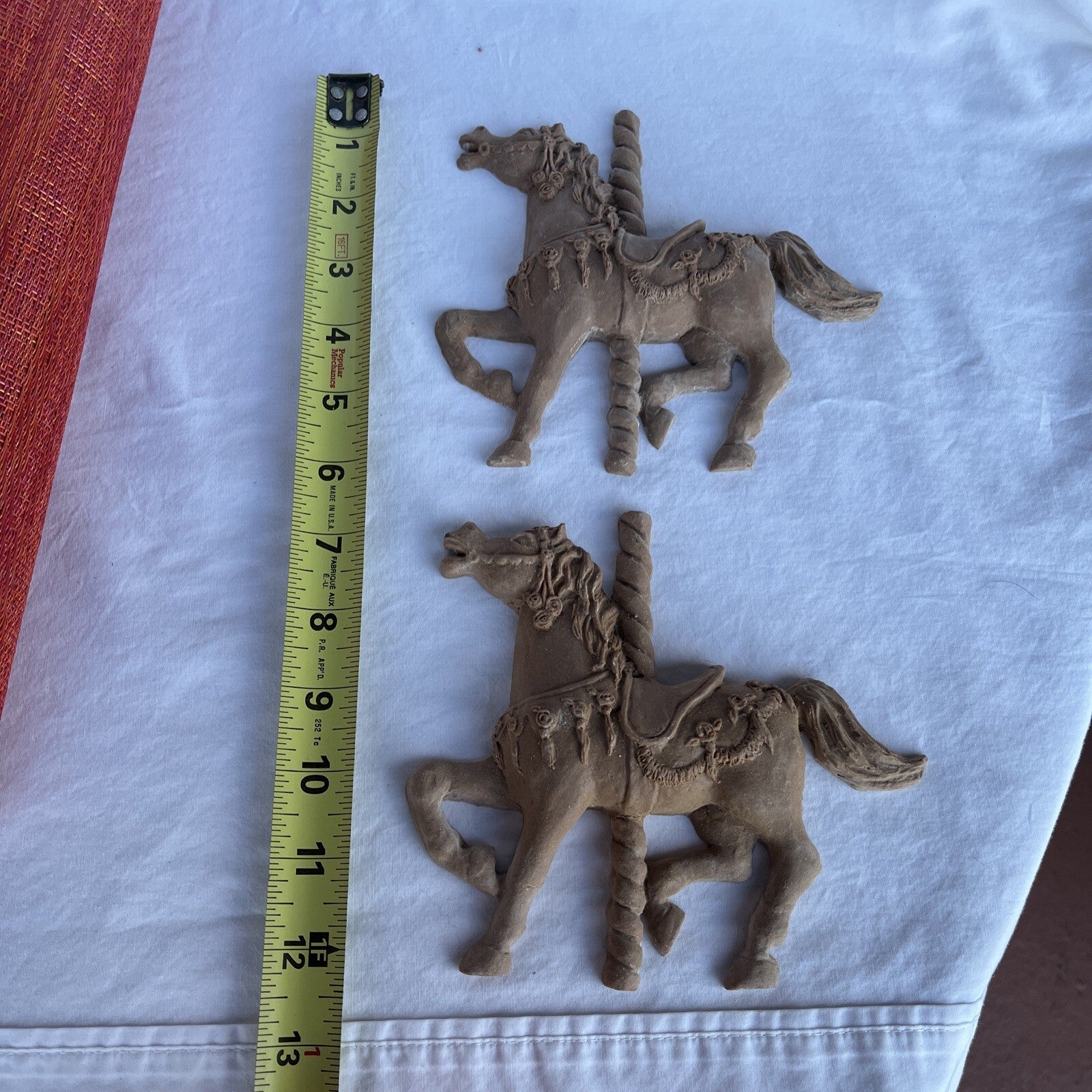 2 Wall Resin Carousel Horses Unpainted