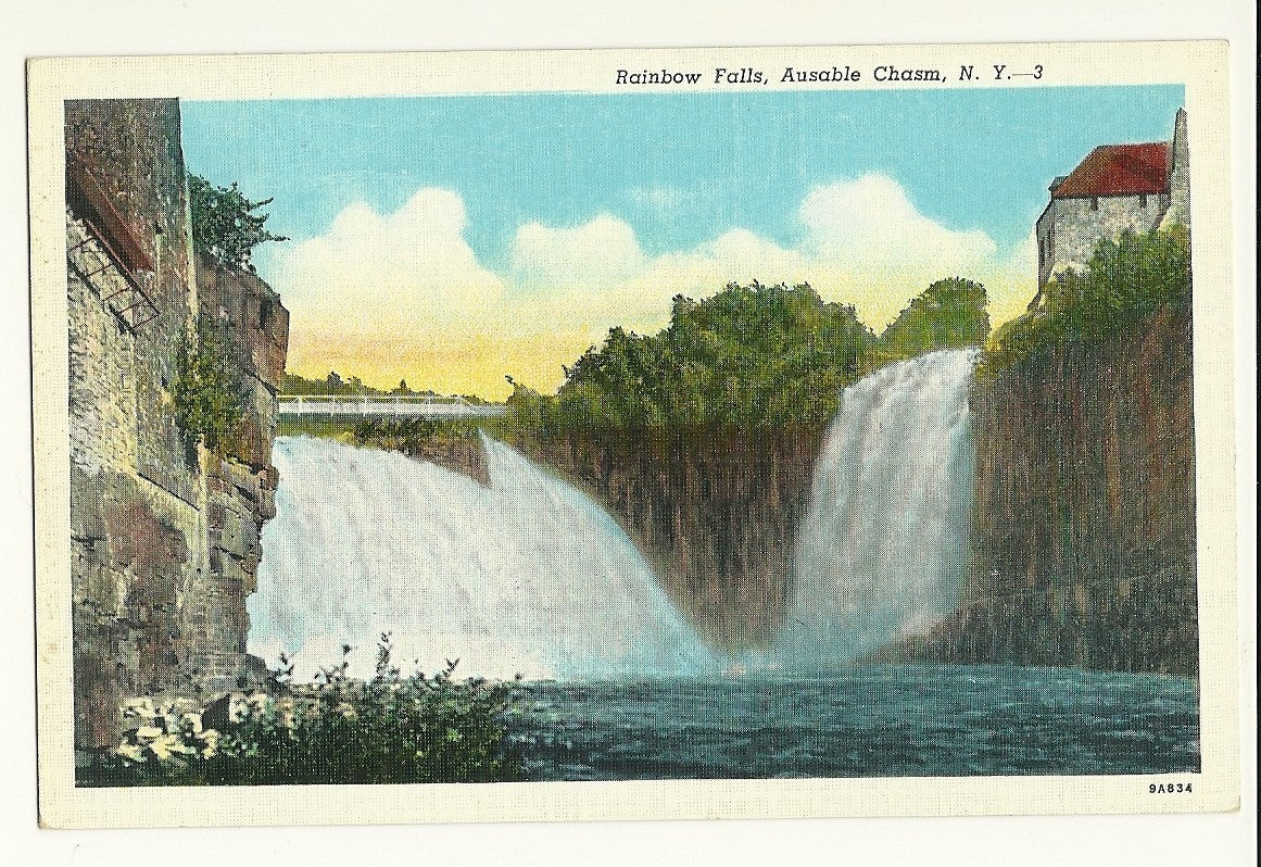 Rainbow Falls Ausable Chasm New York NY Postcard