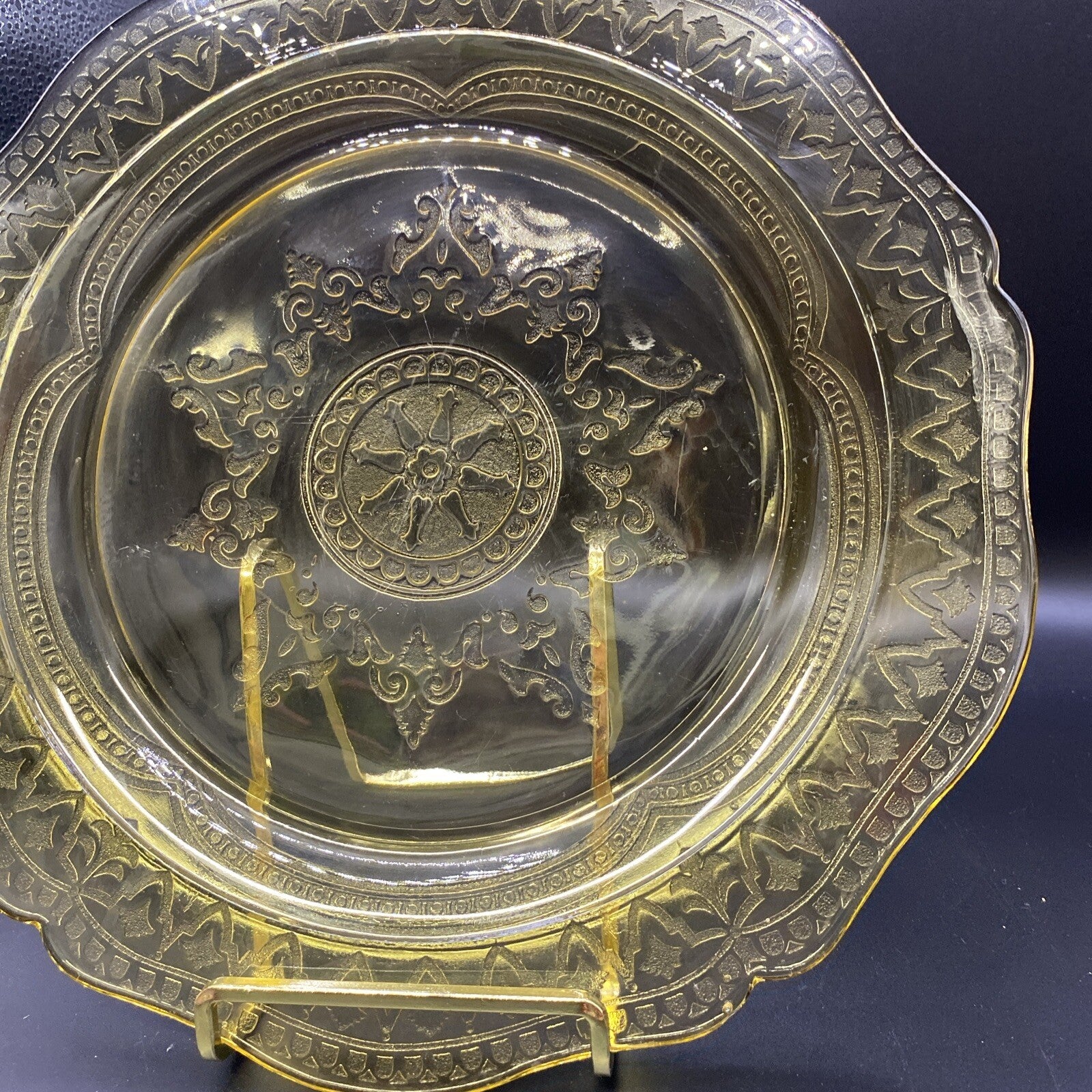 Federal Amber Patrician Spoke Yellow Depression Glass 11" Dinner Plate VTG 1930