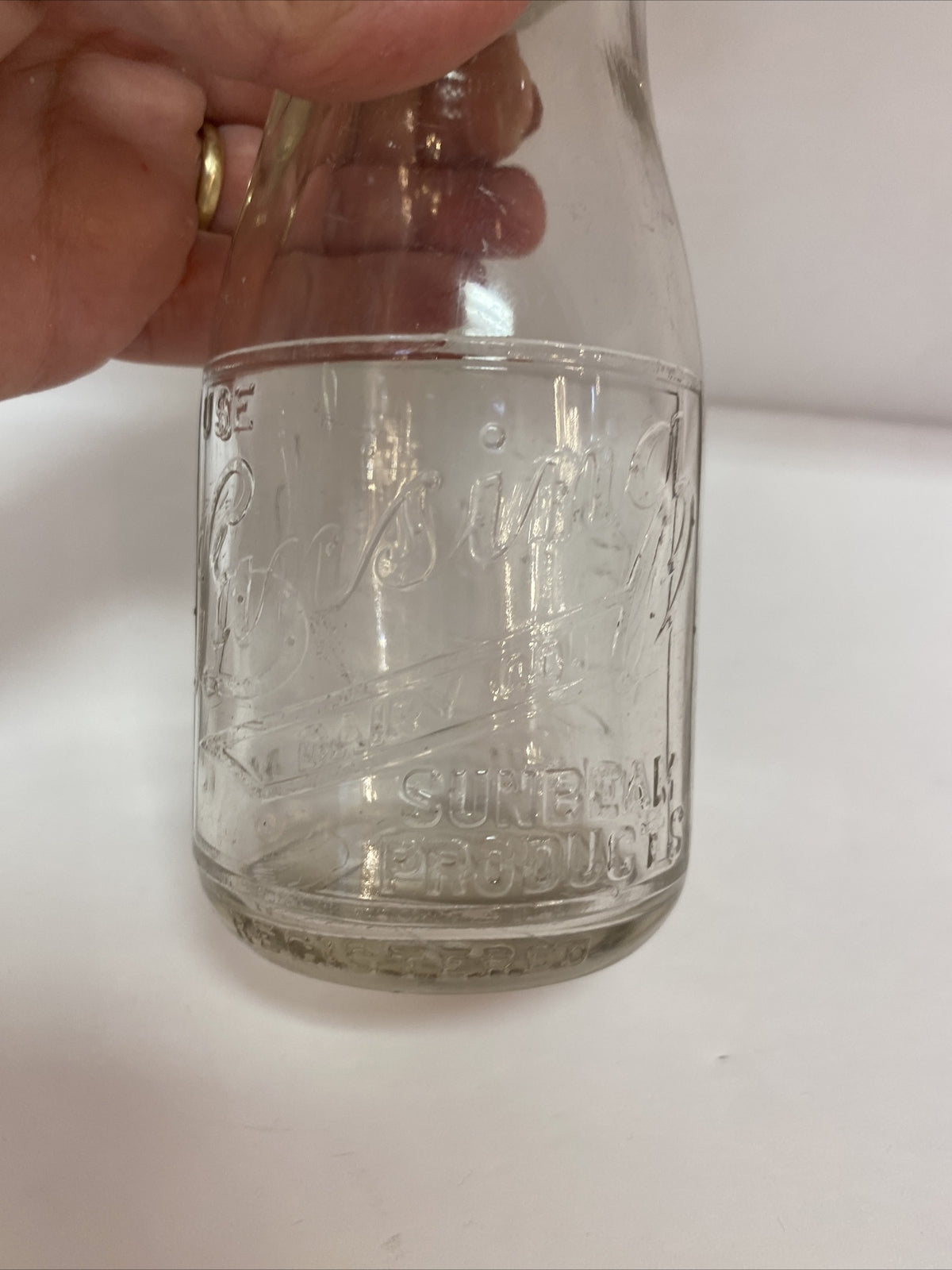 Lansing (MI) Dairy Co/Sunbeam Products Half Pint Rd Glass Milk Bottle - EXC Cond