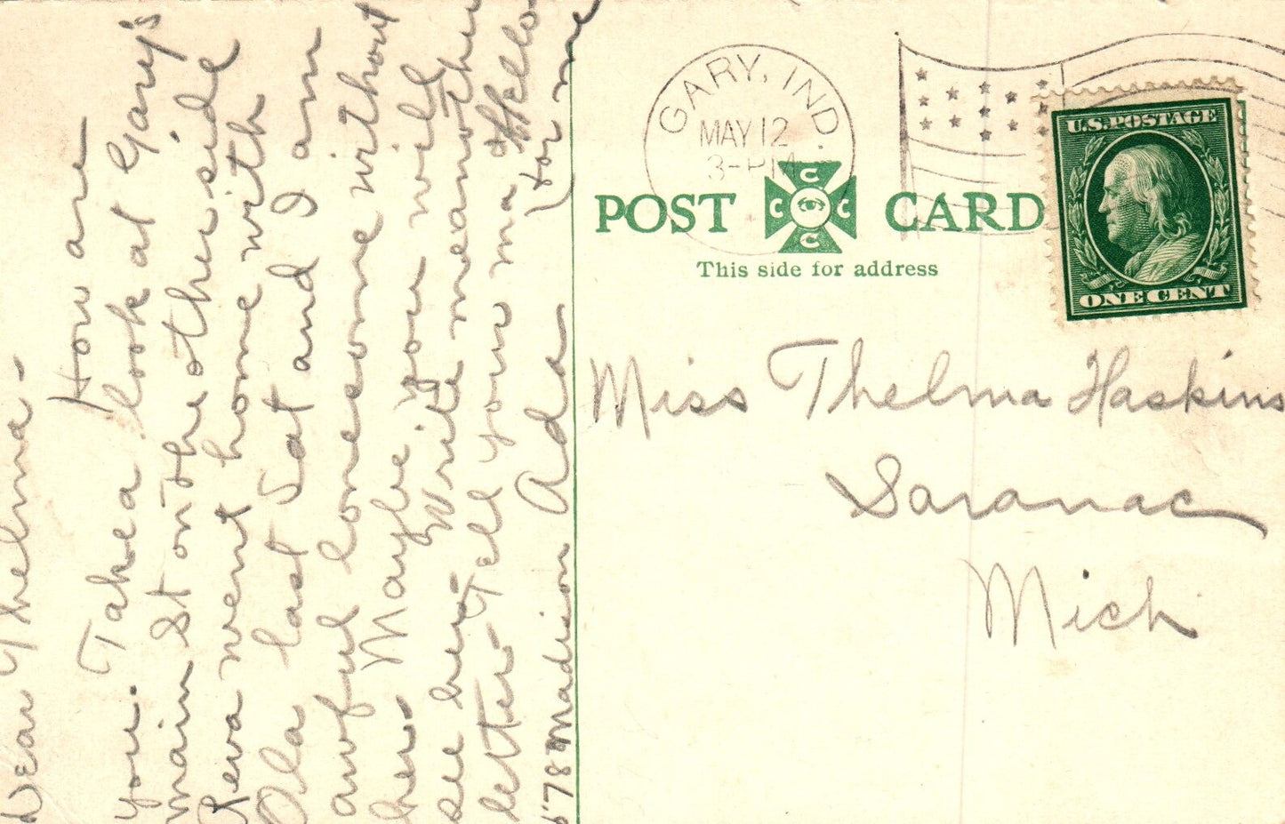 Broadway Between Sixth & Seventh Streets in Gary Indiana IN Vintage Postcard