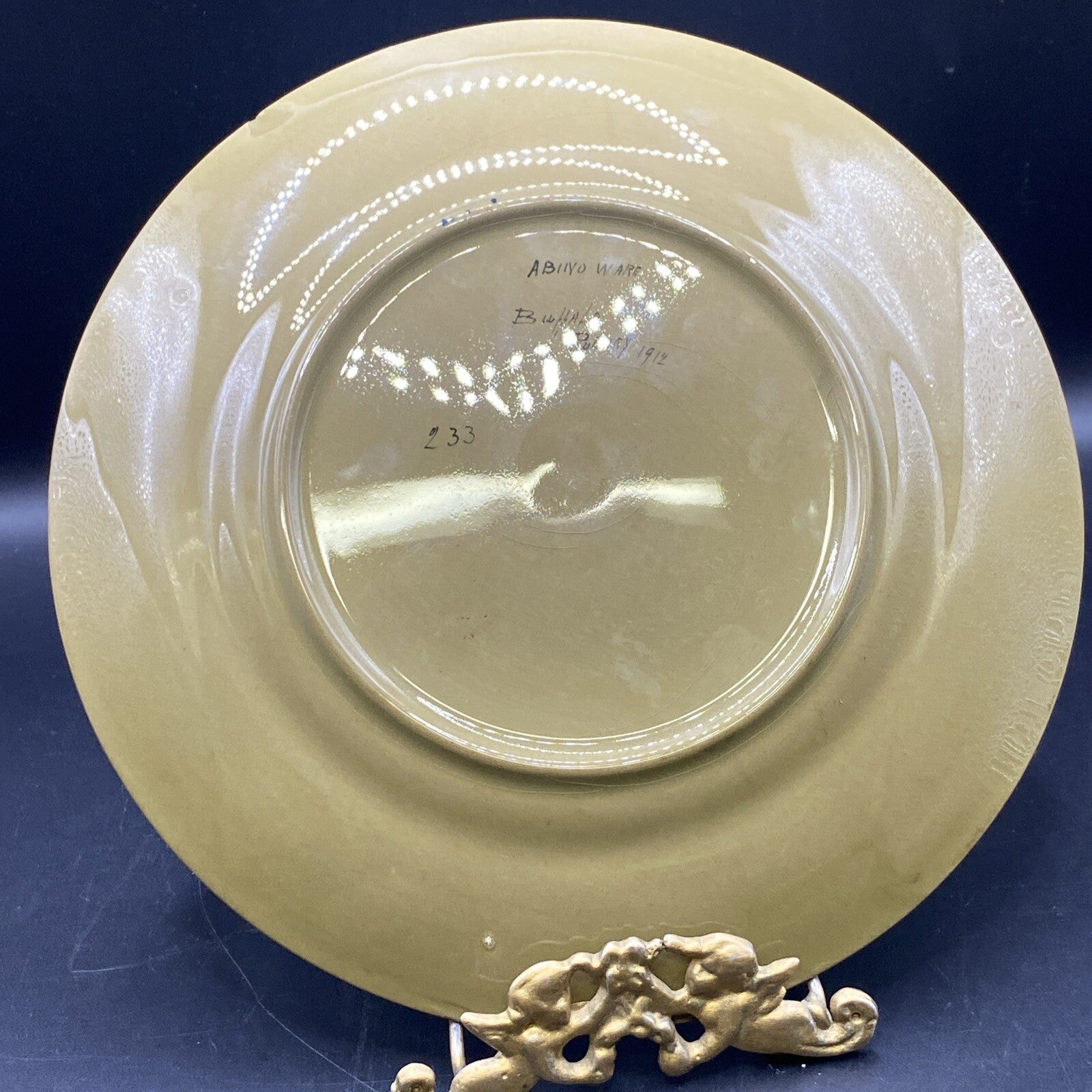 Antique 1912 Buffalo Pottery Abino Ware Nautical Ship Plate Signed C Harris