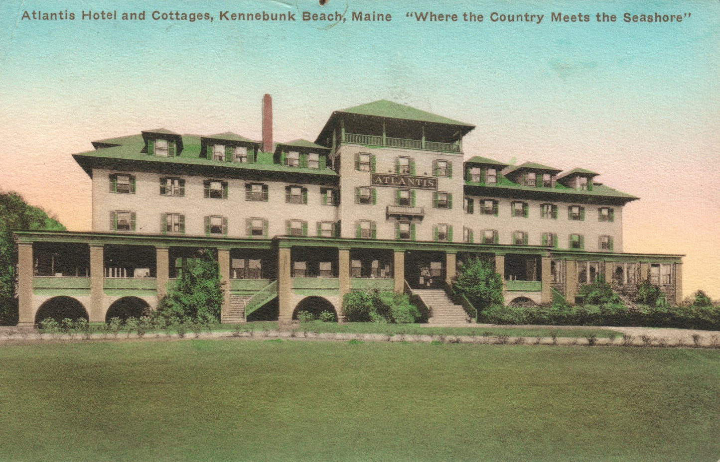 Atlantis Hotel Cottages Kennebunk Beach ME Maine Postcard Template