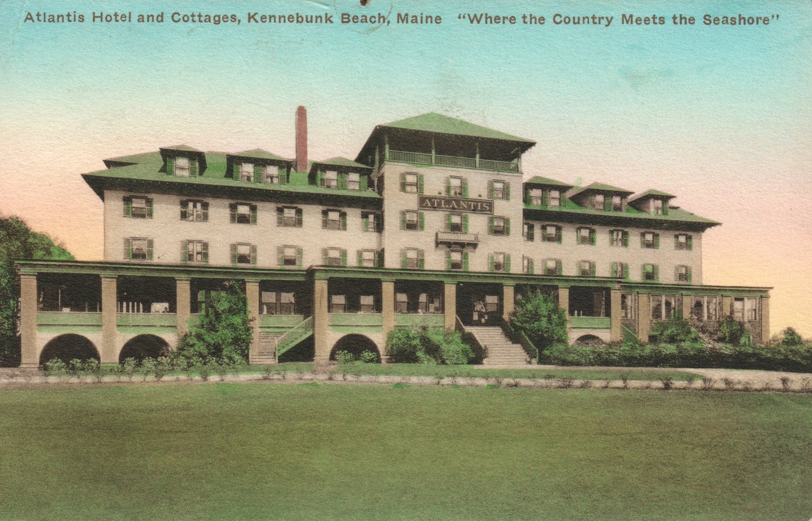 Atlantis Hotel Cottages Kennebunk Beach ME Maine Postcard Template