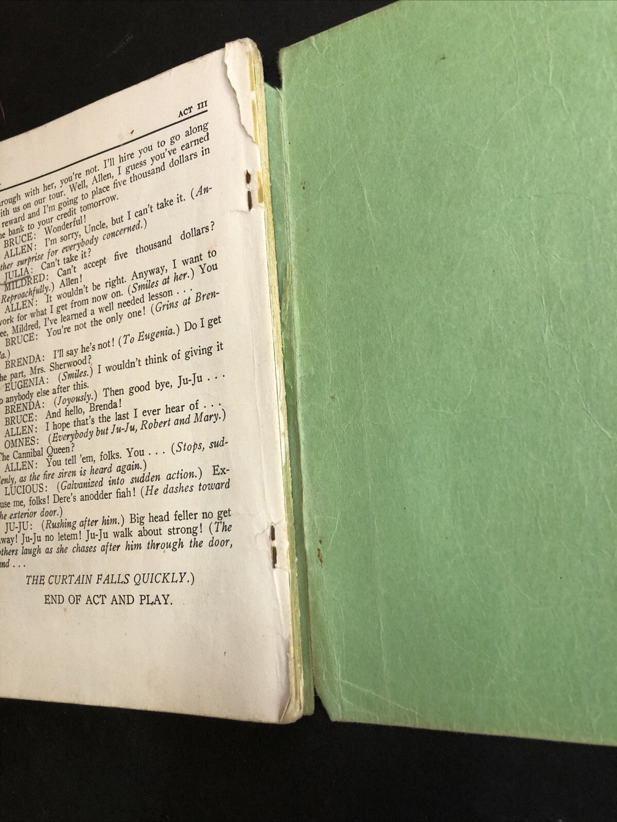 The Cannibal Queen Farce Comedy in Three Acts booklet c1944 Heuer Publishing Co