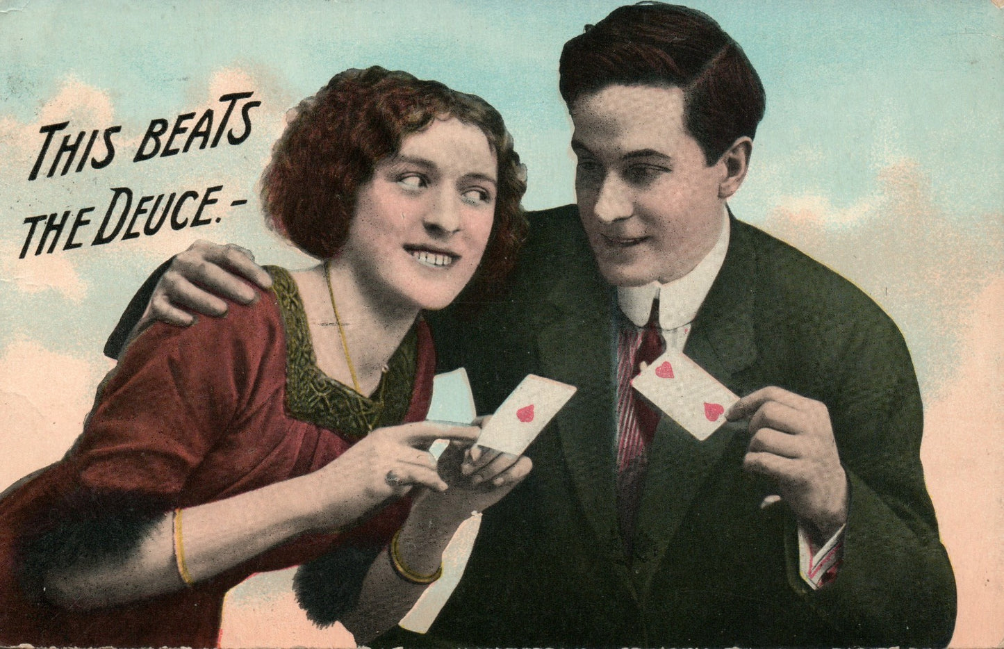 This beats the Deuce Ace Heart Card Romantic Romance Postcard
