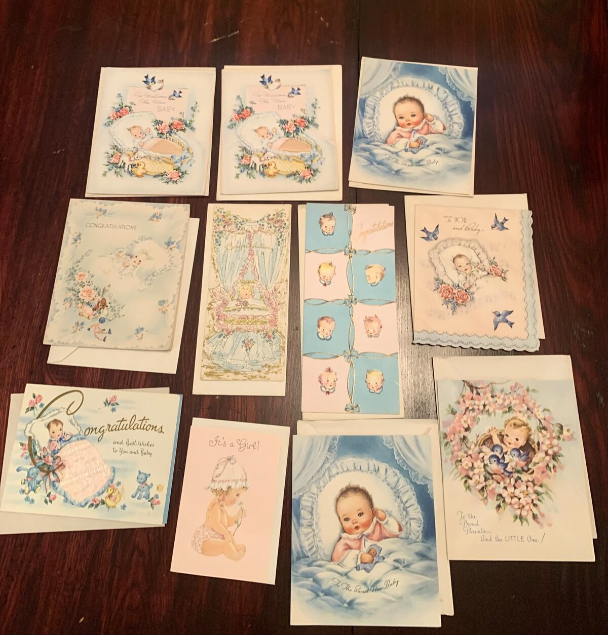 Lot of 19 Vintage Baby Announcement/ Birth Greeting Cards