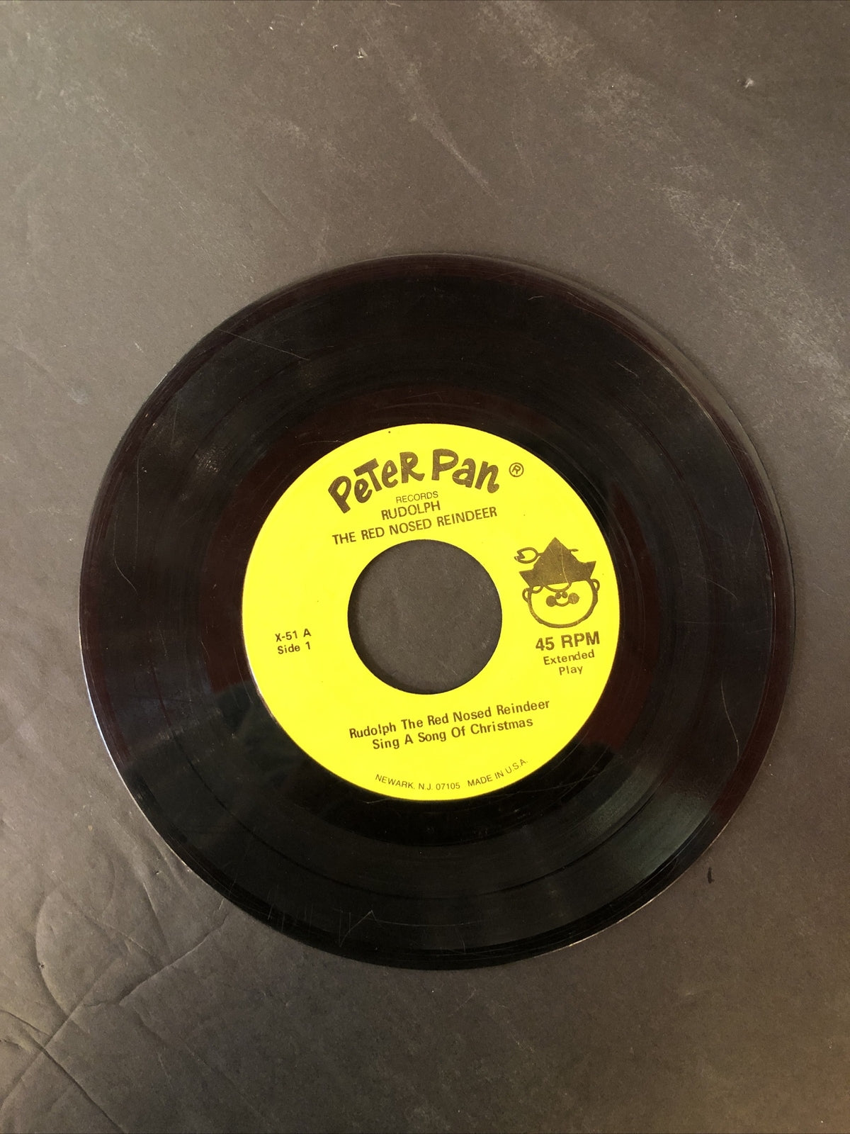 Rudolph Red-Nosed Reindeer 45 RPM Record PETER PAN Records X-51