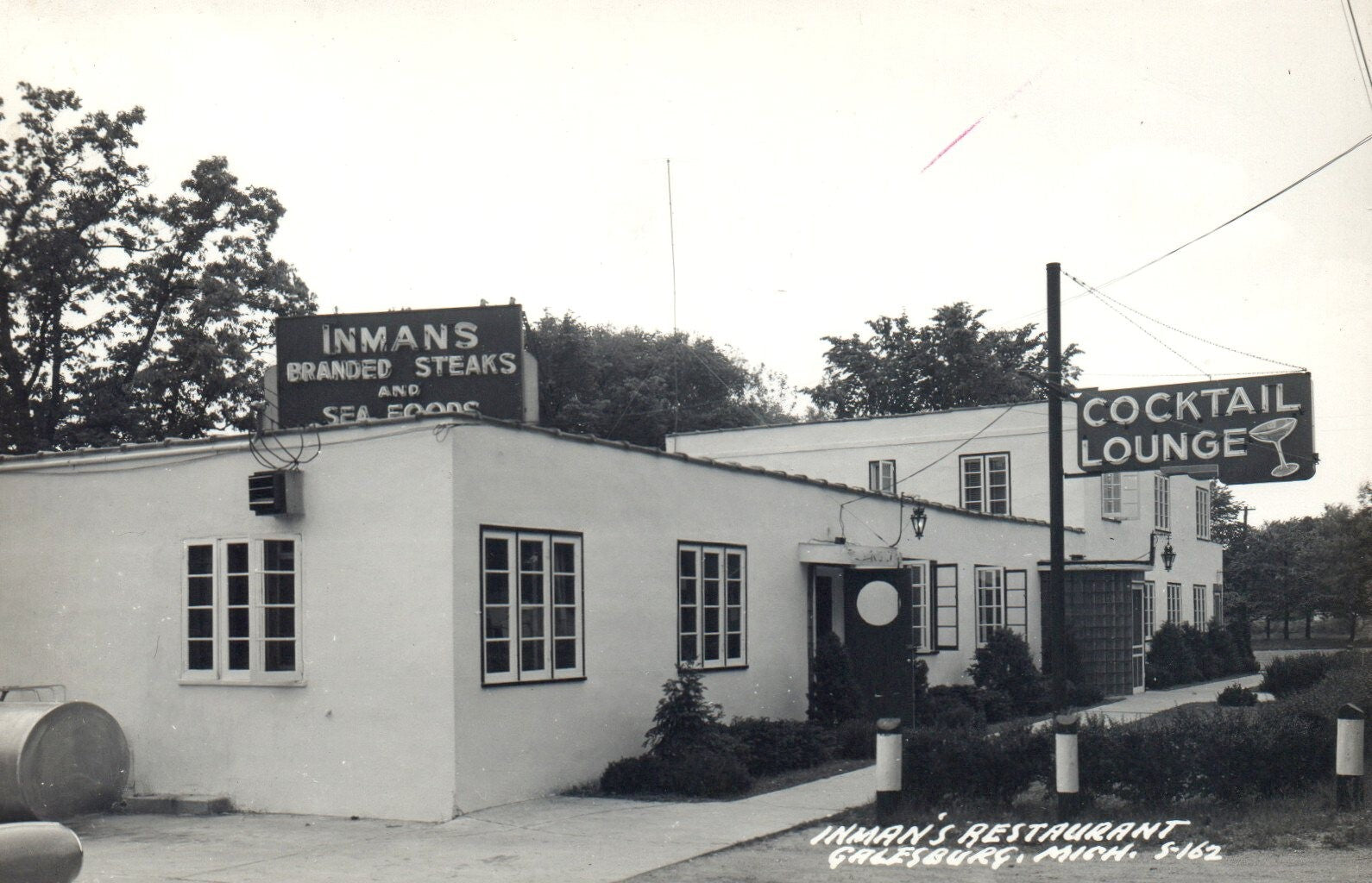Real Photo Inman's Restaurant Galesburg Cocktail Lounge  Michigan MI Postcard