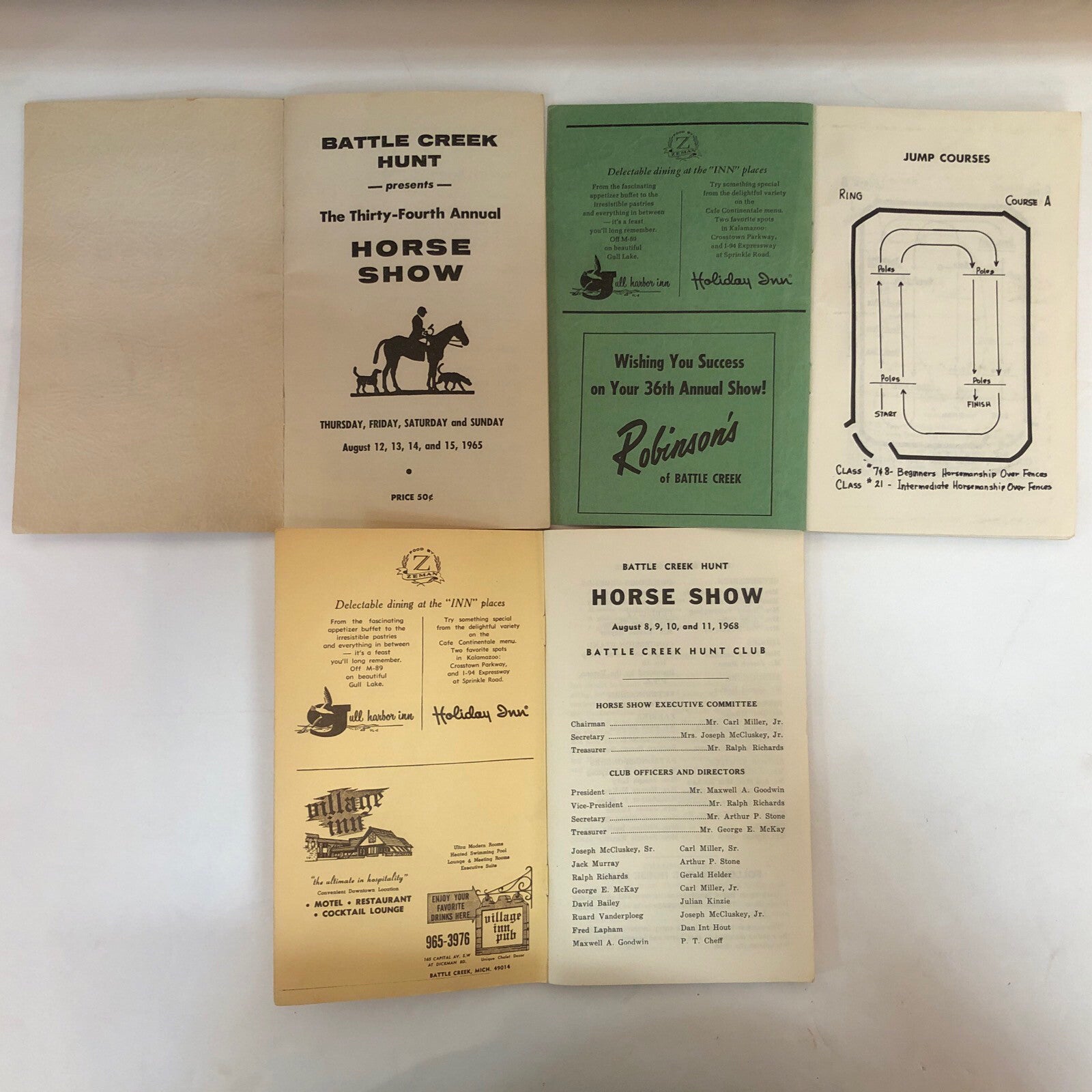 Lot of 3 Battle Creek Hunt Horse Show Programs Michigan 1965  1967 and 1968