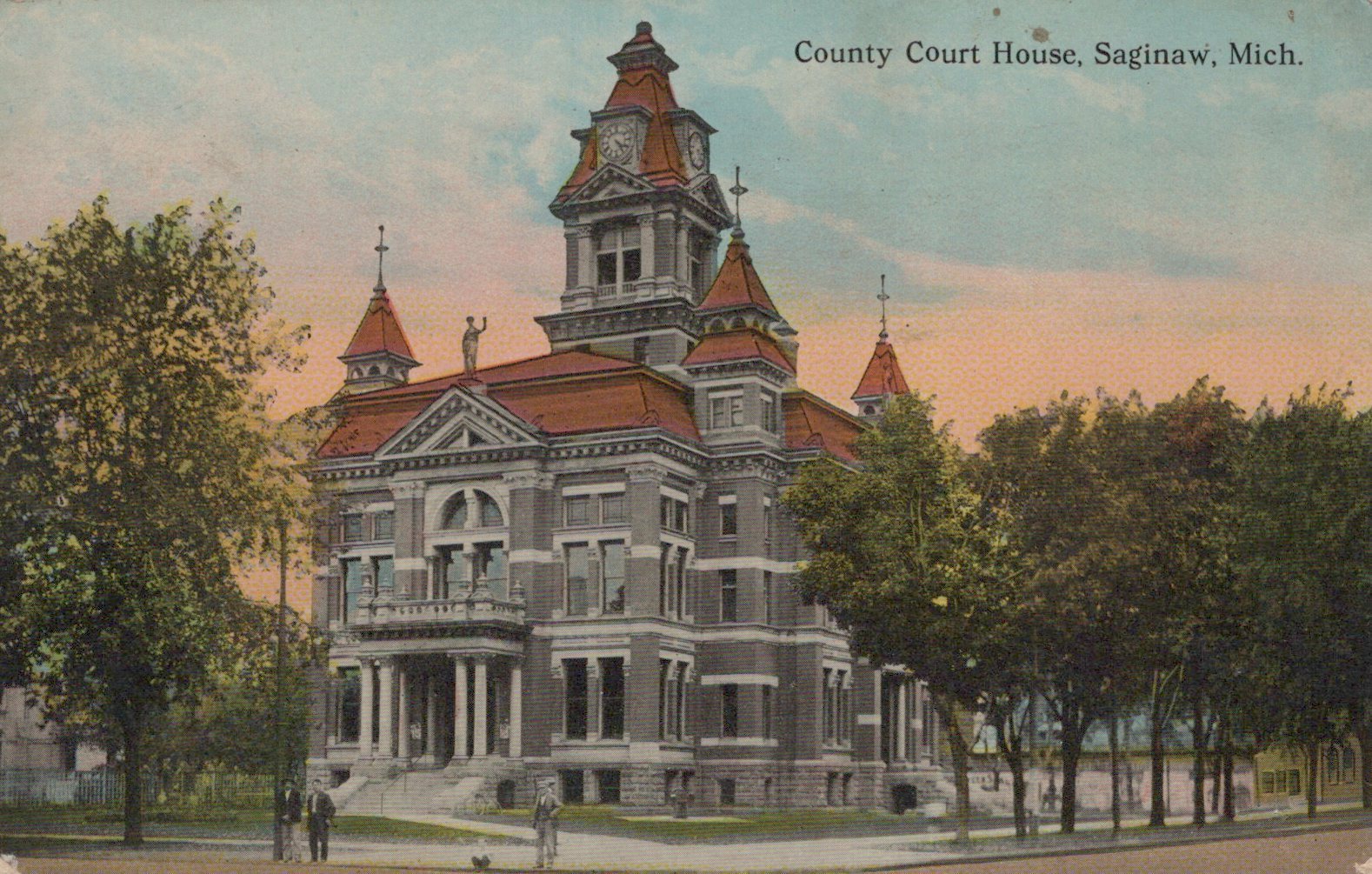 County Court House building Saginaw Michigan MI Mich Postcard A-19456