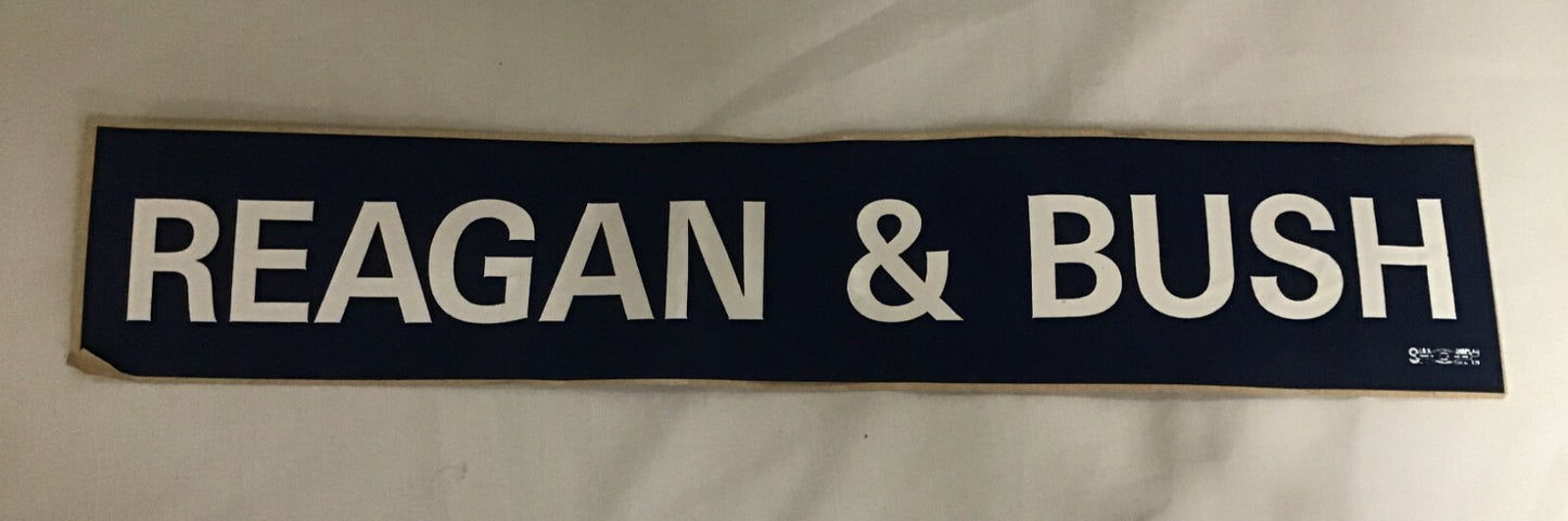 Vintage Reagan & Bush Presidential Campaign Bumper Sticker 15" X 3"