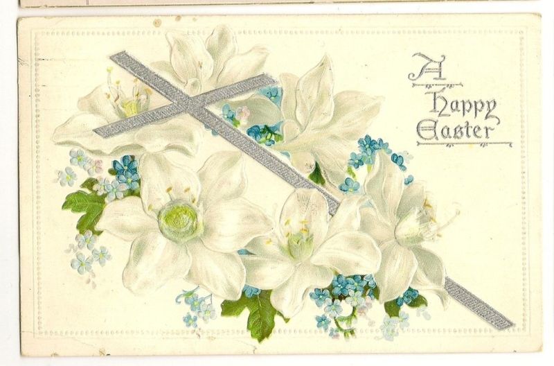 TUCK Easter Postcard Series 103 Cross With flowers