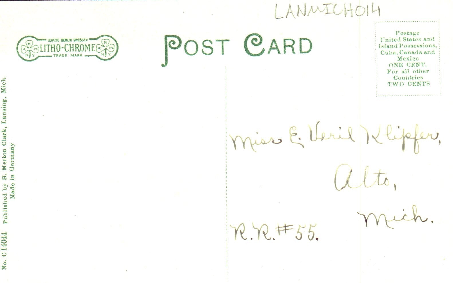 High School and Carnegie Library Lansing MI Michigan Mich Postcard