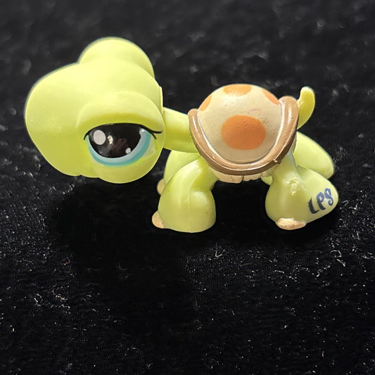 Littlest Pet Shop LPS Green Turtle with Peach Colored Spots on Shell # 984