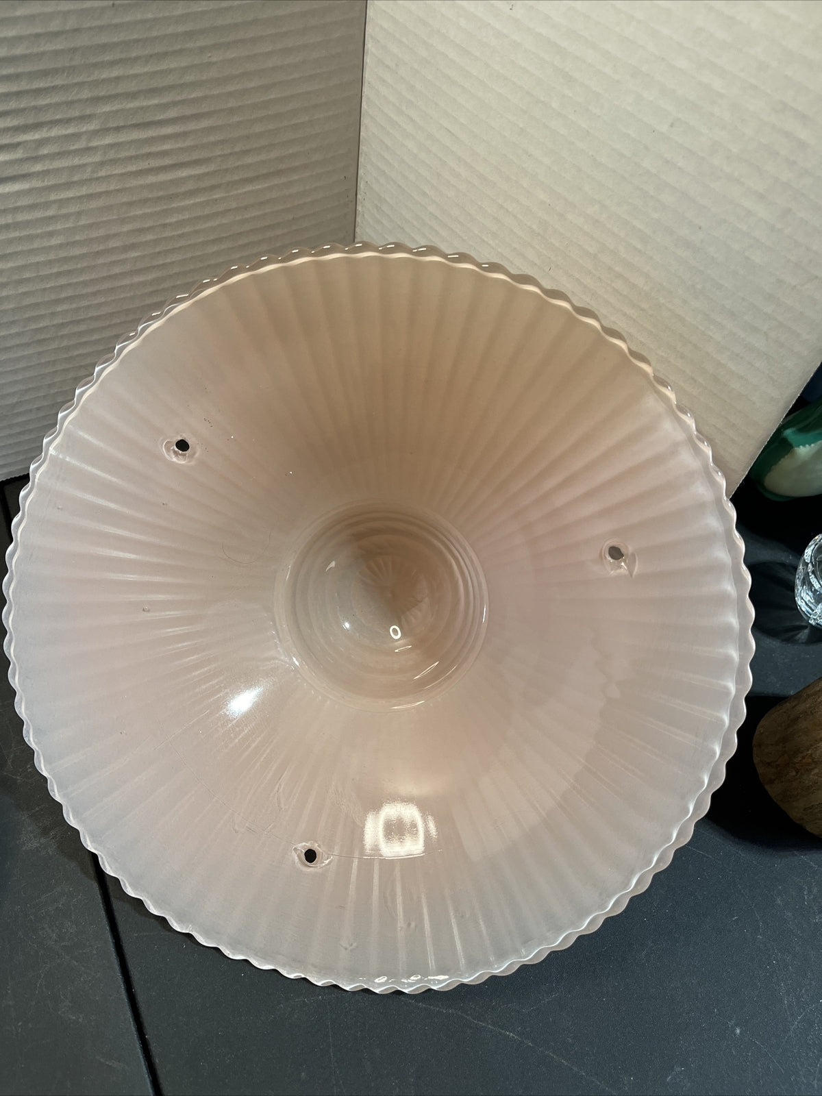 Vintage 11” Glass Shade 3 Hole Flush Mount Light 