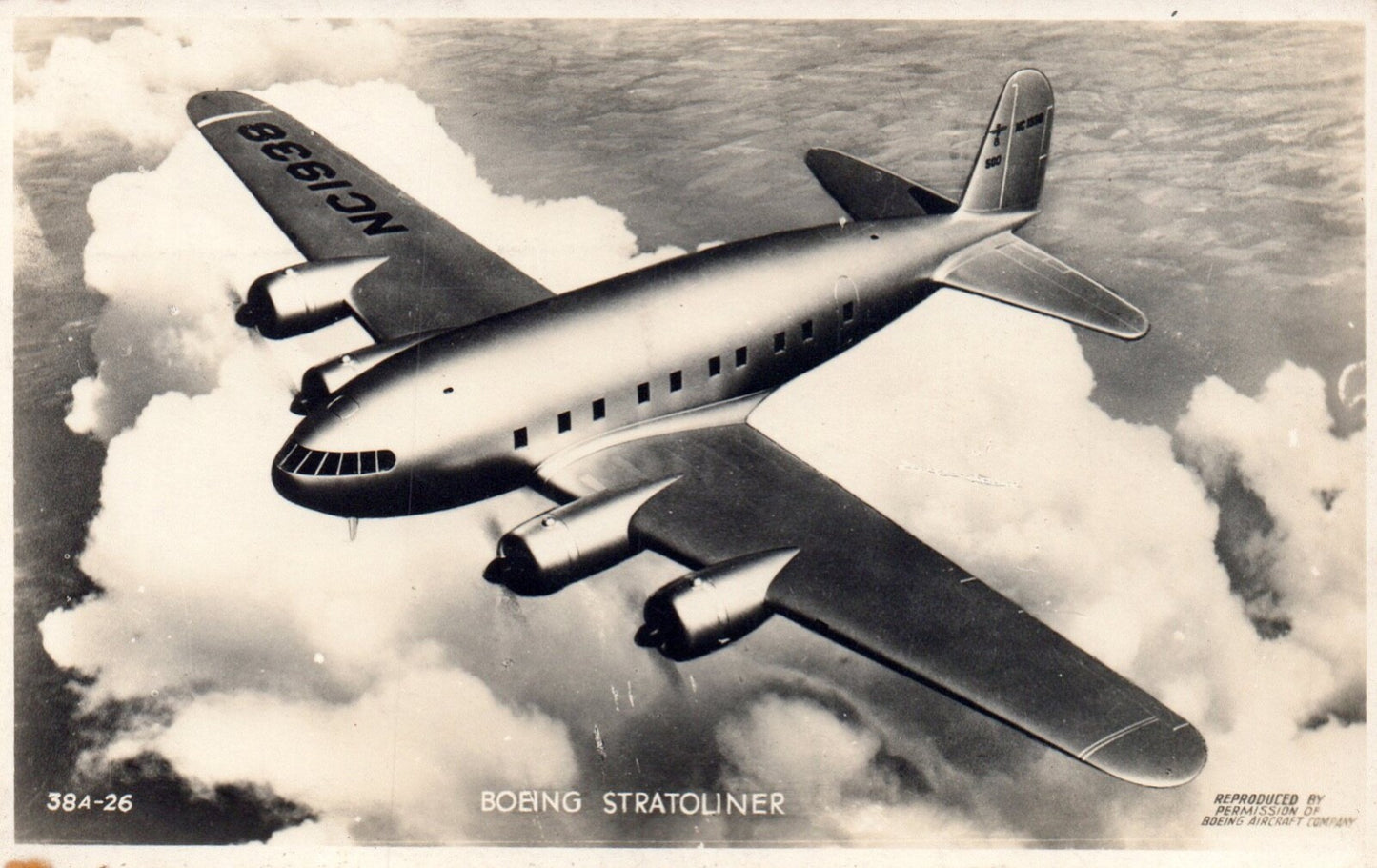Boeing Stratoliner Vintage Airplane Real Photo Postcard