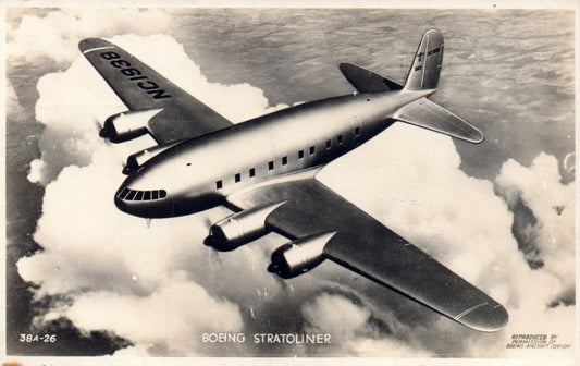 Boeing Stratoliner Vintage Airplane Real Photo Postcard
