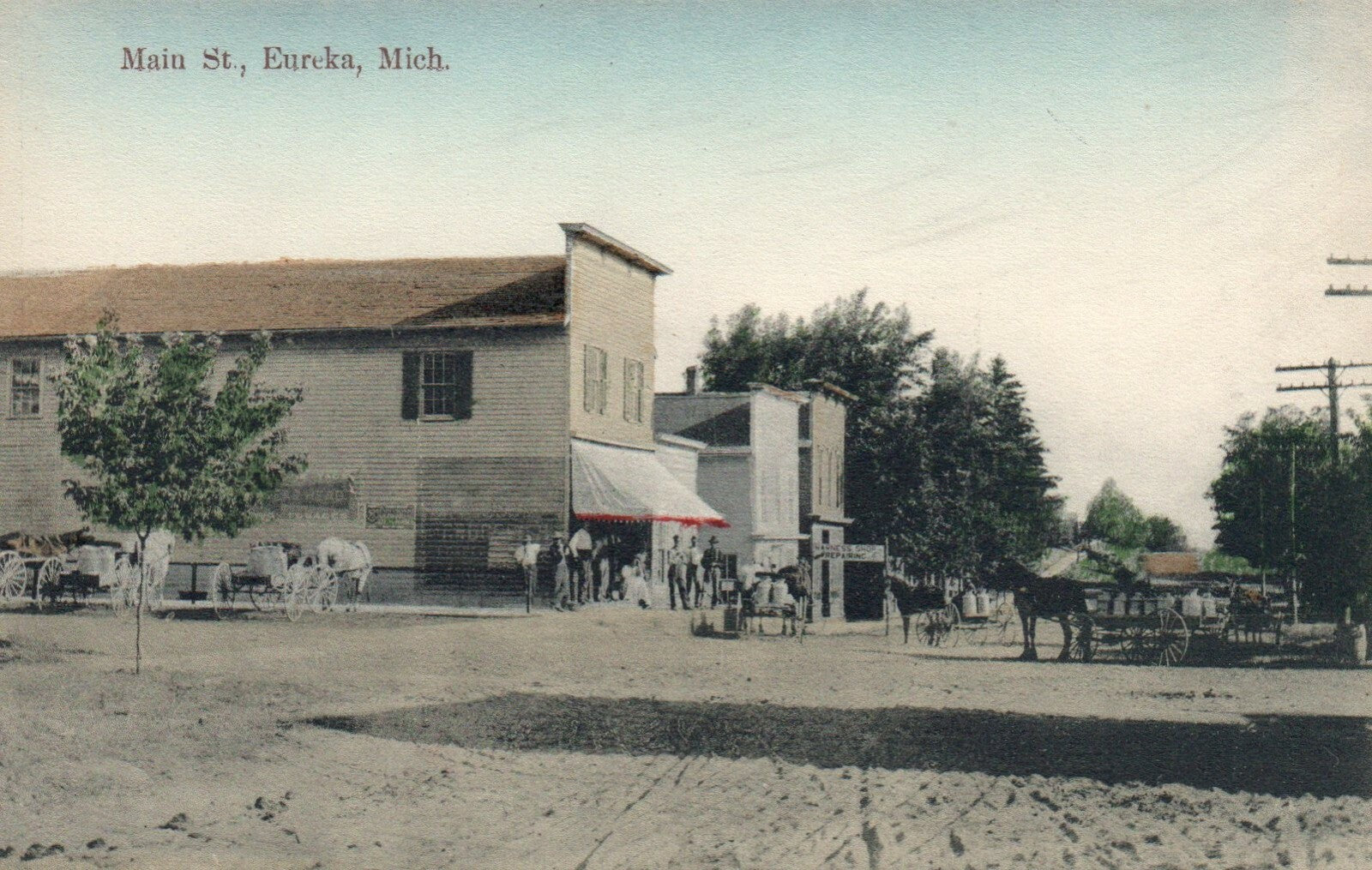8284 Main Street In The Old Days Eureka  Michigan Mich MI Postcard