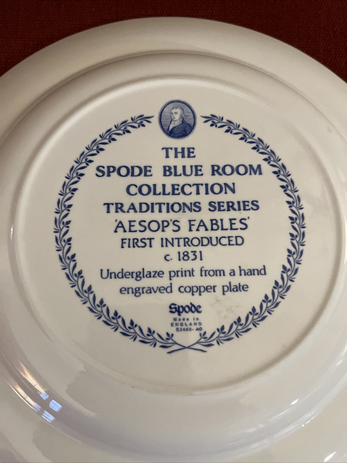 SPODE BLUE ROOM COLLECTION SERIES "Aesops Fables" Comes With Plate Hanger