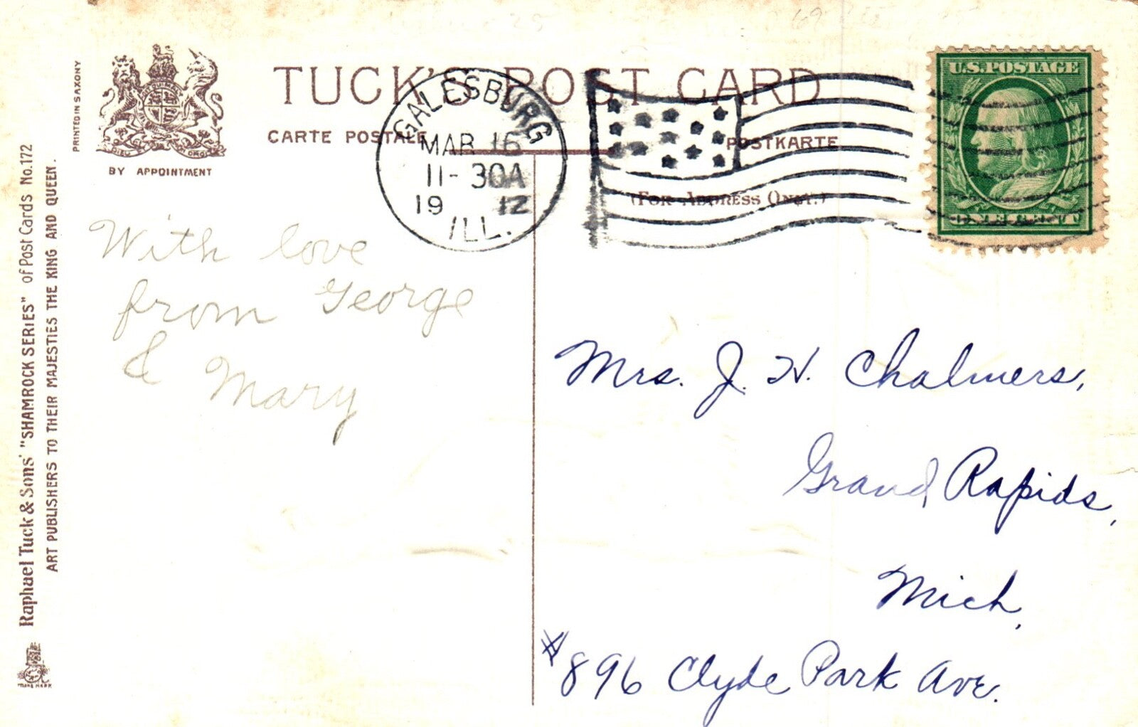 We Love Thee, Old Ireland! Irish Dog with Castle St. Patricks Day Postcard