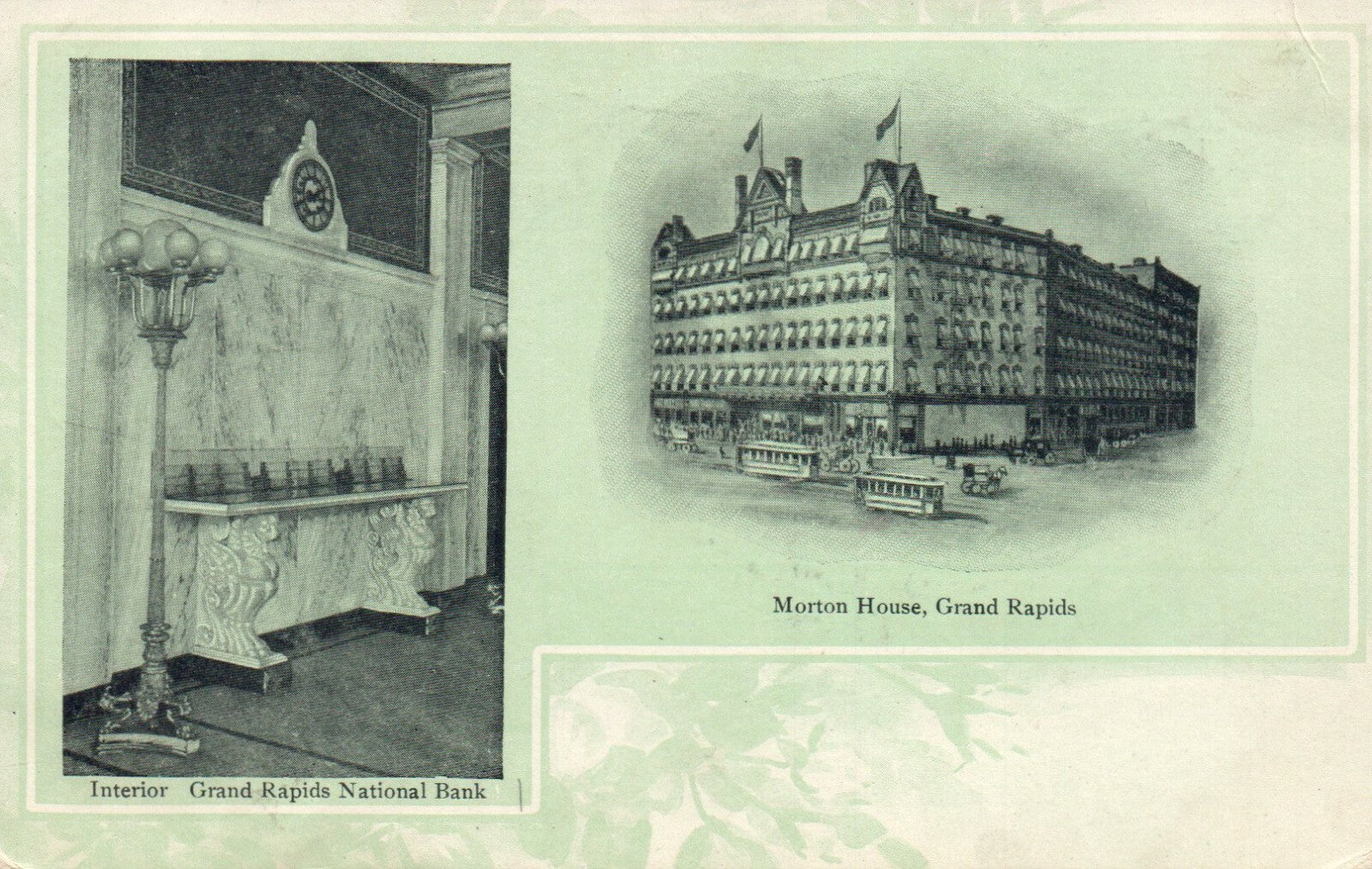 Interior Grand Rapids National Bank, Morton House, Grand Rapids MI Postcard