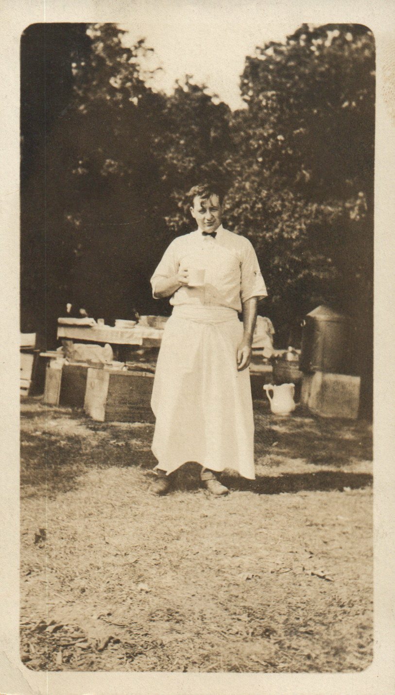 Real Photo  Man Waiter holding coffee Vintage 5" x 3" photograph