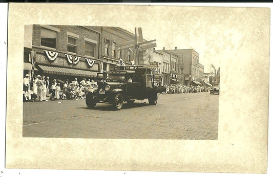 Real Photo Grand Haven MI Michigan 1934 Parade Float Old Truck Dutch Windmill