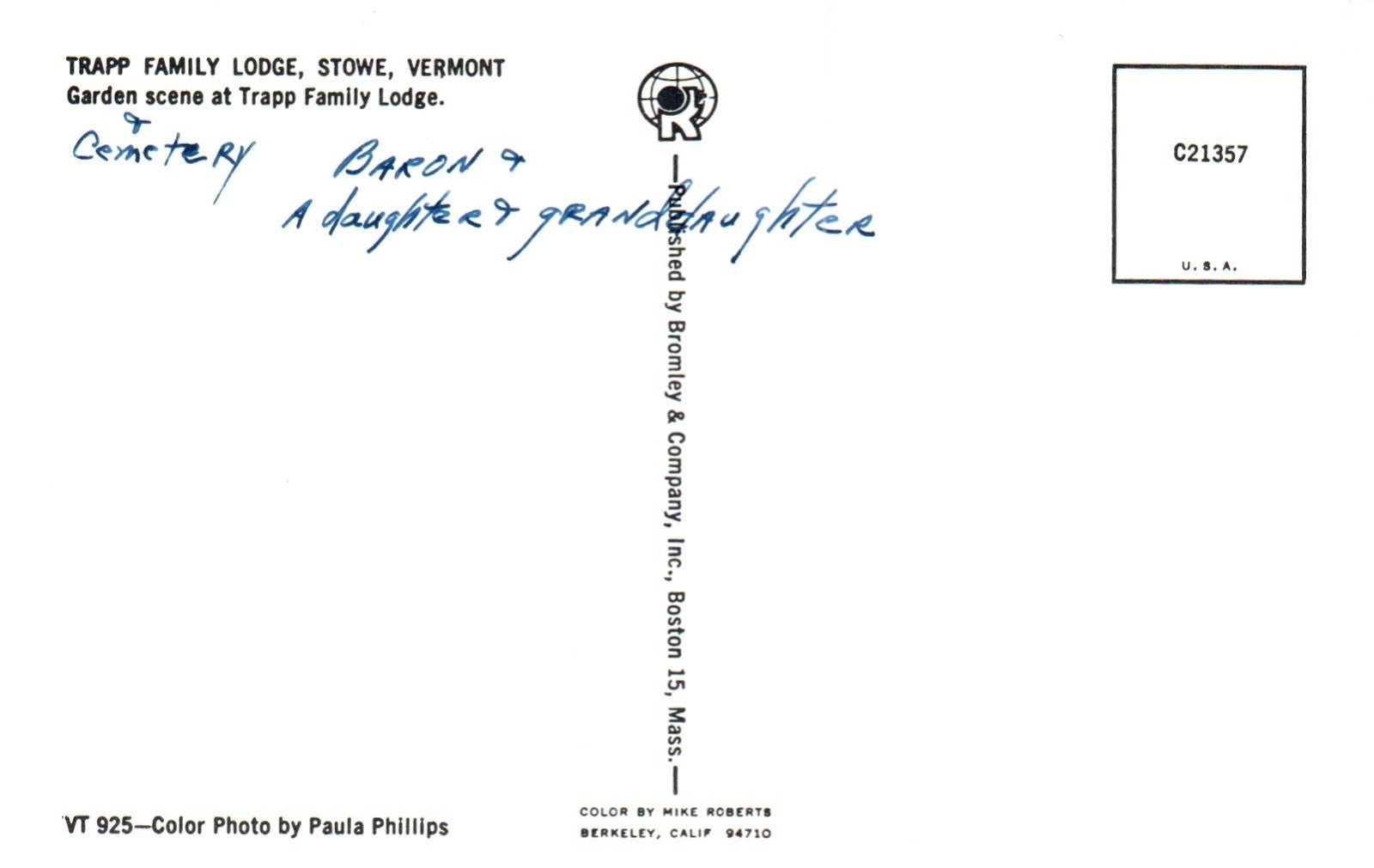 Garden Scene at the Trapp Family Lodge in Stowe VT Vermont Postcard