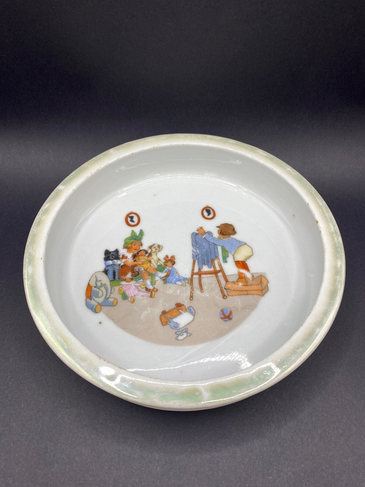 Vintage 1900s Children's Rim Bowl w/ Artwork on the Bottom Made in Germany Bowl