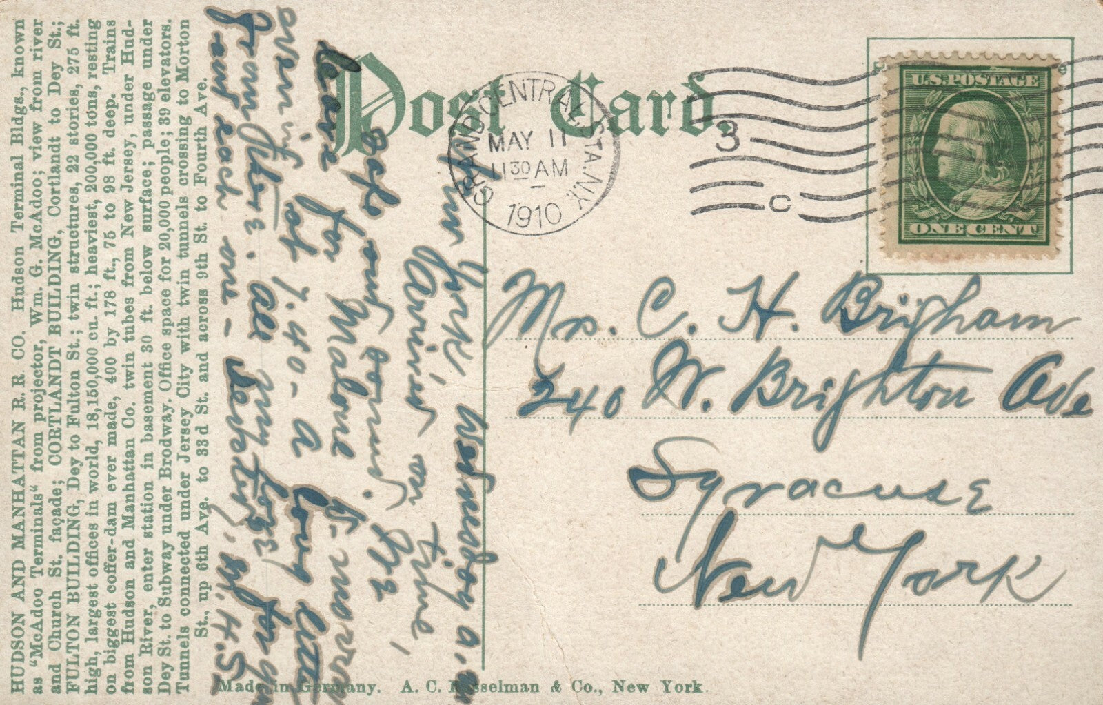 Hudson Terminal Land View  Manhattan RR Co NY New York Postcard