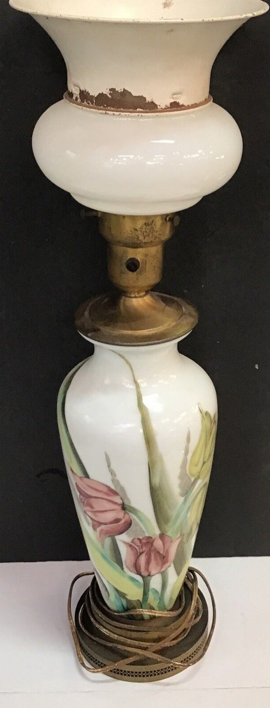 1930's Art Deco art nouveau26.5" Rare Hand Painted  Lamp Works