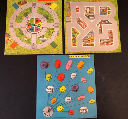 1962 Milton Bradley Board Game Pieces - Toy Town Driving Fun Choose a Balloon