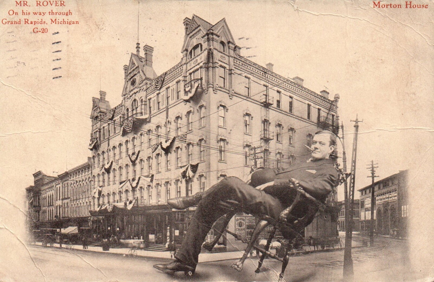 RARE MR. ROVER at the Morton House in Grand Rapids MICHIGAN Postcard