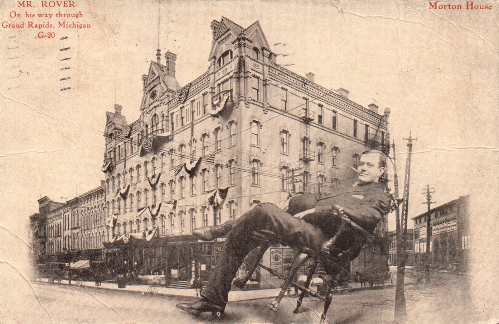 RARE MR. ROVER at the Morton House in Grand Rapids MICHIGAN Postcard