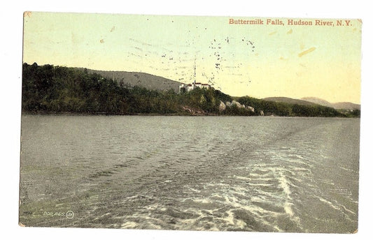 Buttermilk Falls Hudson River Boat View NY Postcard
