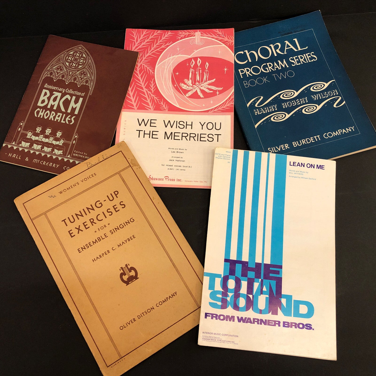 Lot of 5 Sheet Music Books Asstd - Bach Chorales Choral Program Ensemble Singing