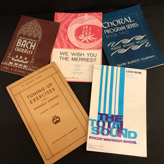 Lot of 5 Sheet Music Books Asstd - Bach Chorales Choral Program Ensemble Singing