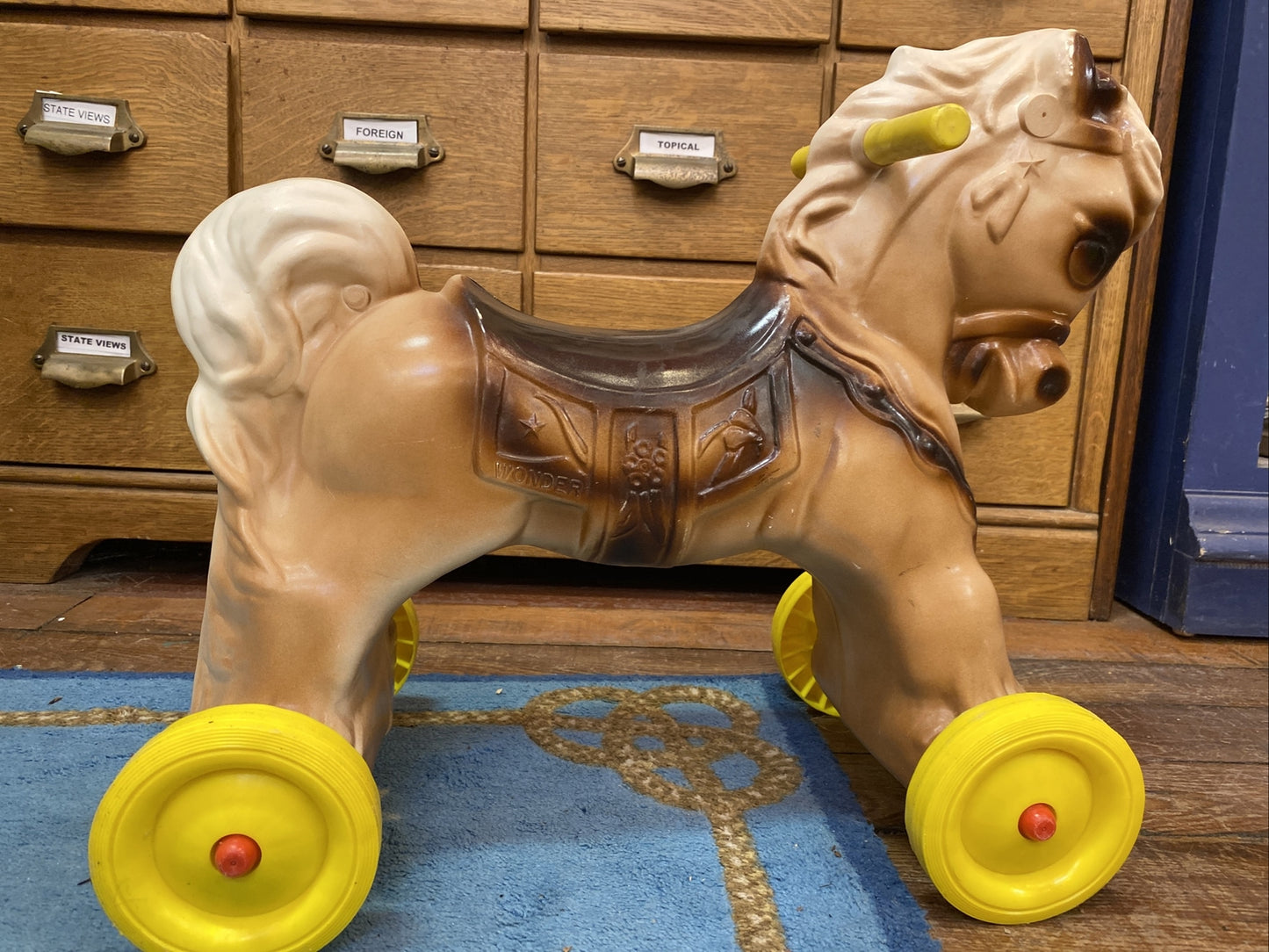 Vintage Antique* Coaster by Wonder Children's Ride-On Horse Pony on Wheels