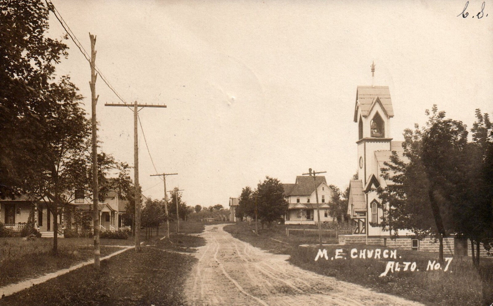 Real Photo M.E. Church No. 7 in Alto Michigan Vintage Postcard