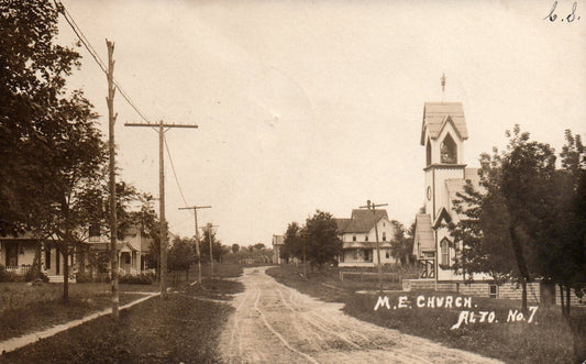 Real Photo M.E. Church No. 7 in Alto Michigan Vintage Postcard